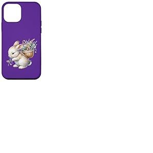 Cottagecore Breloque aquarelle Lapin avec panier de fleurs Coque pour iPhone 12 mini