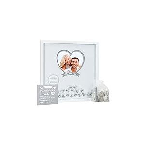 Pearhead Mr. & Mrs. Wedding Wishes Frame, Cherish Wedding Memories, Alternative Guest Book Idea, White