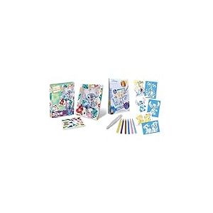 Lansay - Set COLLECTION SEQUINS + Blopens Hero Disney - Crée un Tableau Scintillant en Sequins de Stitch - 6 Feutres de Coloriage À Souffler Blopens + 7 Pochoirs - Loisirs créatif - Dès 7 Ans