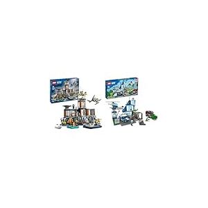 LEGO City La Prison de la Police en Haute Mer, Jouet avec Hélicoptère et Bateau & 60316 City Le Commissariat de Police: Jouet de Construction avec Voiture, Camion de Poubelle