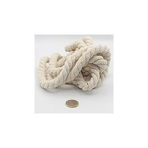 3 mètres Cordon en Coton Rond 12 mm Corde Tressée avec âme en Coton Naturel, Idéal pour DIY, Couture, Polyvalent 12mm Ecru