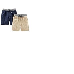 Simple Joys by Carter's Shorts, Pack of 2, Brun Kaki Clair/Bleu Marine, 5 Ans (Lot de 2) Garçon