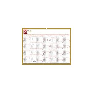 Exacompta 34311E - Calendrier semestriel Tricolore - 29,5 x 22 cm - Janvier 2026/2027 - Coloris rouge, noir et or