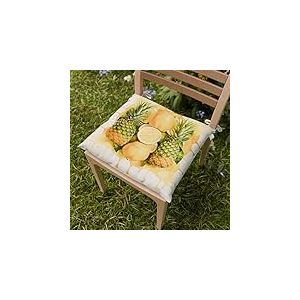 PETTI Artigiani Italiani - Coussins pour Chaise de Cuisine, Ensemble de 6 Coussins pour chaises, Housses de Chaise en Microfibre avec Impression numérique et Lacets, Dessin Fruits Citrons et Ananas
