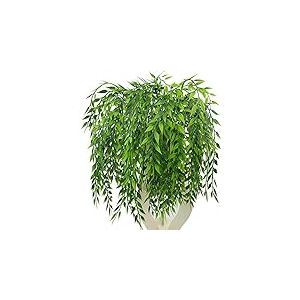 Lot de 4 guirlandes de Saule pleureur Artificiel, Plantes de Verdure en Plastique, Fausses guirlandes de Lierre &agrave; Suspendre, r&eacute;sistantes aux UV, pour Maison, int&eacute;rieur, ext&eacute;rieur, Porte de Jardin,