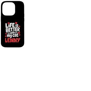 Nom du Chat Lenny Life is Better with My Cat Lenny Coque pour iPhone 14 Pro