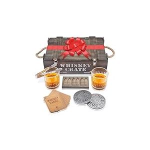 Coffret Whisky Cadeau &ndash; Verres, Glacon Reutilisable Forme Balle, Dessous de Verre, Pinces &agrave; Glace, Bo&icirc;te en Bois, Cartes Histoire et Recettes &ndash; Service a Whisky pour Homme de Royal Reserve