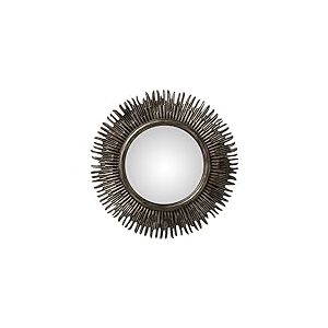 DRW Miroir Mural Rond en r&eacute;sine en Forme de Soleil, Gris fonc&eacute;, 58 x 3 cm