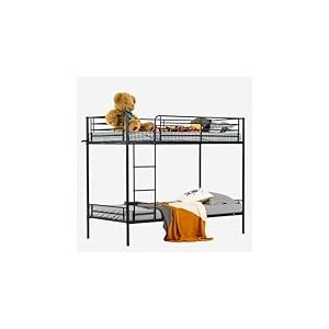 MEUBLE COSY Lit superposé 2 Personnes Cadre de Lits 90x190cm en métal pour Enfant Chambre à Coucher Maison