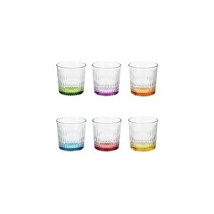 Pasabahce Lot de 6 verres Rain, verre avec fond coloré 30 cl, couleurs assorties, lavables au lave-vaisselle