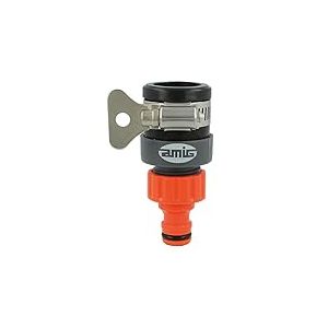 Amig - Adaptateur De Tuyau Universel | Avec Vis À Ailettes En Acier Inoxydable | Compatible Avec La Plupart Des Robinets | Plastique Abs Et Caoutchouc | Orange Et Gris