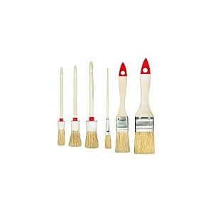 M7 Set de 6 Pinceaux 3 Plats 3 Ronds 0 "1.5" 2 "4" 6" S&eacute;rie 04 pour Travaux de Peinture avec Peintures et Vernis Couverture Uniforme Poils Naturels