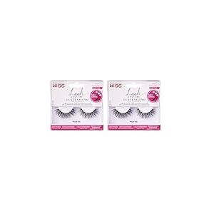 KISS Lash Couture LuXtensions Collection 1 paire de faux cils en soie royale léger et flexible avec bande avec colle à cils (Lot de 2)