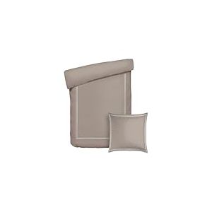 Pure Cotton Parure de lit 2 Pi&egrave;ces 1 Personne - Housse de Couette 135x200cm & taie d'oreiller 80x80cm &ndash; 100% Satin de Coton, 80 Fils/cm&sup2;, 120 GSM - Certifi&eacute; Oeko-TEX&reg; &ndash; Silhouette - Blanc/Taupe