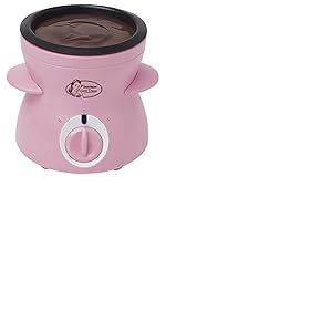 Bestron Fondue au chocolat pour 2 personnes, appareil a fondue au chocolat avec y compris 10 brochettes, 10 fourchettes et 1x spatule, mini-fondue, 25 watts, Couleur: Rose