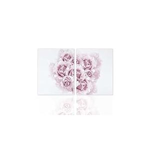 Declea Cadre double fleur avec impression originale et délicate – décor moderne pour salon – Tableau décoratif