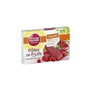 GAYELORD HAUSER - P&acirc;tes de Fruits saveur Grenade Cranberry - &Agrave; Base de 50% de Fruits - Source de Vitamines C et anti-oxydant - 5 Barres Individuelles