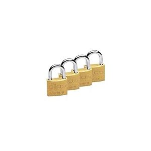 Vachette Lot de 4 Cadenas à clé Atlas en Laiton 15 mm - 1320-4x15/SC - Résistance anti traction, Usage intérieur et extérieur, 4 Clés incluses