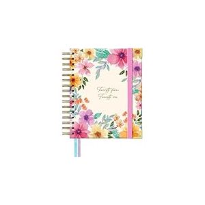 Takenote Agenda 2025 2026 - Taille A5 (16,5x20,5 cm), Un Jour Par Page, Format Académique de Septembre à Août, Spirale Double Wire’o, Bilingue : Espagnol et Anglais - Valeria