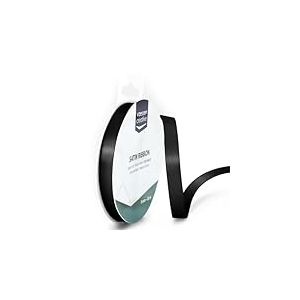 Vaessen Creative Ruban Satin - Noir - 100 m x 9 mm - Bolduc - Biais de Couture - pour Cadeau, Emballage, Bouquet Mariage, Cheveux et Ballon