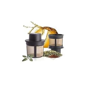 Finum FLOATING BASKET Filtre permanent flottant pour le thé et le café - Infuseur à thé réutilisable en acier inoxydable pour thé, café et épices - Taille M, Noir