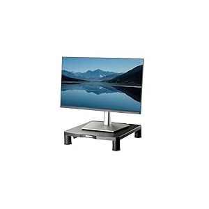 Fellowes Support d’écran Everyday – Noir – Réglable en Hauteur (3 Niveaux) – Ergonomique, avec Gestion des câbles – pour PC, iMac, Ordinateur Portable – Charge Max 27 kg
