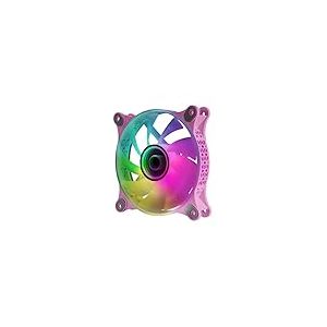Watio Wave Ventilateur auxiliaire de 120 mm avec éclairage A-RVB, compatible avec les systèmes de refroidissement, design rose, efficace et silencieux