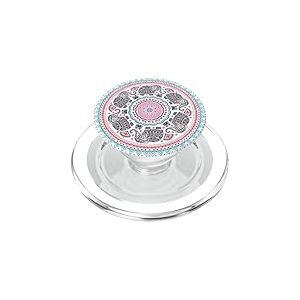 &Eacute;l&eacute;phant, Rose et Bleu Clair Mandala &ndash; Cadeau pour Amateur de Yoga PopSockets PopGrip pour MagSafe