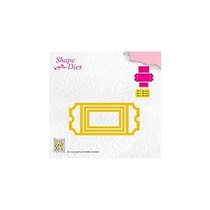 Nellie's Choice Matrice de Découpe Tickets-3 Pcs de 6,4 x 2,8 cm Matériel-Cutting Dies pour Scrapbooking Accessoires, Cartes et Décorations, Jaune, 36x22 / 64x28 / 30x16mm