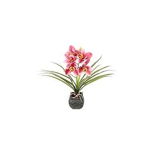 Orchidée cymbidium artificielle 40 cm avec feuilles et racines aériennes dans un pot en céramique orchidée phalaenopsis avec pot plante artificielle pour mariage fleur en soie fleur réelle fleur rose