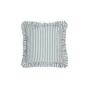 furn. Wylder Millie Ruffle Housse De Coussin &ndash; Housse D&eacute;corative D'Ext&eacute;rieur R&eacute;sistante &agrave; l'eau Bord &agrave; Volants Rayures Traditionnelles (Bleu &oelig;uf De Canard - 50x50cm)