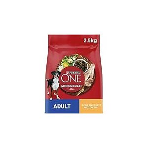 PURINA ONE | Chien Adulte de moyenne et grande taille > 10Kg | Croquettes riches en protéines | Aide à maintenir des muscles forts et un niveau suffisant d'énergie | Poulet | Sac | Lot de 4 x 2,5 kg