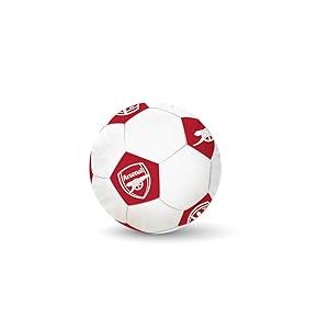 Coussin Rond de Ballon de Football sous Licence Officielle Arsenal FC, Coussin Blanc Ultra Doux avec Blason de Football, Parfait pour n'importe Quelle Chambre, sur Le canapé 25 x 25 cm