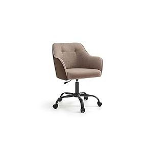 SONGMICS Chaise de Bureau, Fauteuil Ergonomique, Siège Pivotant, Réglable en Hauteur, Capacité 110 kg, Cadre en Acier, Tissu en Coton-Lin Respirant, pour Bureau, Chambre, Marron OBG019K01