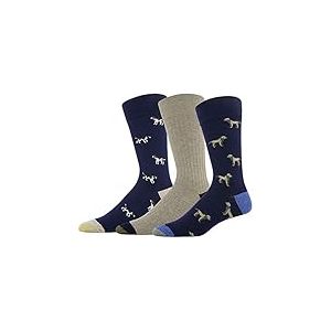 Gold Toe Timeless Classics Crew Socks, 3-Pairs Chaussettes, Peacoat Lab/C&ocirc;tes Kaki chin&eacute;/Caban Beagle, L (Lot de 3) Homme