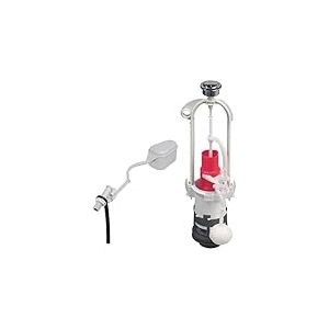 Wirquin 10724139 Chasse d'eau wc compl&egrave;te m&eacute;canisme MVB & robinet flotteur F12, gris et rouge