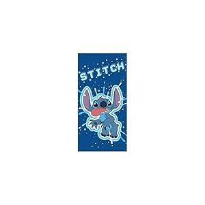Disney LILO ET Stitch, Serviette, 100x140 cm, Mixte, Garçon, Fille, Toile, Plaid, Serviette de Plage, Serviette de Bain, Linge, Coton, Modèle AYM-098STITCH-BTM S1-TU, Bleu
