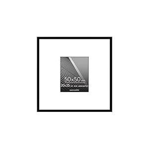 Americanflat Cadre 50x50 cm Noir - Cadre Photo 20x25 cm avec Passe-Partout ou 50x50 cm sans Passe-Partout - Vitre Plexi Poli - Suspension Verticale ou Horizontale