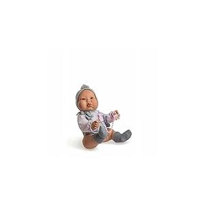 Berjuan Poup&eacute;e Chubby Baby avec Pichi de Laine Gris. Un Gordete en Vinyle articul&eacute; 50 cm