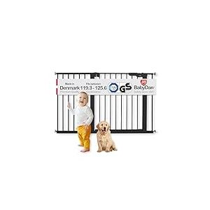 BabyDan Premier, Extra large monté sur pression Stair Gate, 119,3-125,6 cm, barrière pour bébé/barrière de sécurité, métal, noir, fabriqué au Danemark - (barrière pour animaux/barrière pour chien)