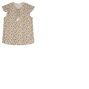 SPRINGFIELD Chemisier avec Manches &agrave; Volants et Lacets Spaghetti avec Pompons en Coton Fluide imprim&eacute; pour Femme, Blanc Standard, 36