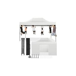 COBIZI Tonnelle Pliante 3x4,5 Imperméable,Tonnelle de Jardin Exterieur avec Parois Latérales,Barnum Pliant 3x4,5,Anti UV Tonnelle Tente pour Exterieur Plage Terrasse (3 par 4,5m Blanc)