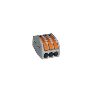 Wago 222-413 Bloc de raccordement pour 3 conducteurs avec leviers, 4 mm maximum Paquete de 50 gris