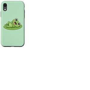 Grenouille Mignonne sur lys et Tapis Souriant joyeusement Coque pour iPhone XR