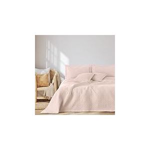 AmeliaHome Couvre-lit 220 x 240 cm - Couvre-lit ultrasonique matelass&eacute; - Polyester Ophelia - Rose poudr&eacute;