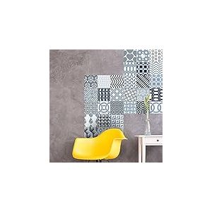 30 Stickers adh&eacute;sifs carrelages | Sticker Autocollant Carreaux de ciment - Mosa&iuml;que carrelage mural salle de bain et cuisine | Carreaux de ciment adh&eacute;sif mural - azulejos - 20 x 20 cm - 30 pi&egrave;ces