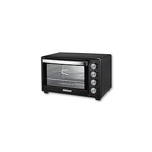 DIGIQUEST Four &eacute;lectrique ventil&eacute; 38 litres avec r&ocirc;tissoire, 1600 W, minuterie 60 min, arr&ecirc;t automatique et &eacute;clairage int&eacute;rieur, double verre tremp&eacute;, conforme aux nouvelles r&eacute;glementations CE A13/EK1