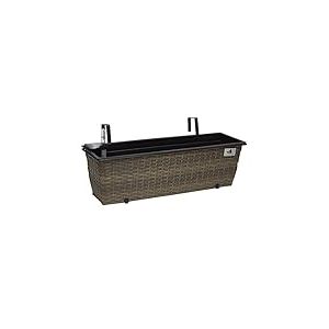 Gartenfreude Jardinière de Balcon en polyrotin avec Suspension et système d'arrosage, différentes Versions 60 cm Naturel