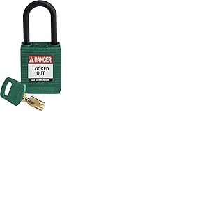 Brady (NYL-GRN-38PL-KD) Cadenas de condamnation SafeKey Nylon avec anse en Nylon 38.00 mm Vert KD - Cl&eacute; diff&eacute;rente 1 Pi&egrave;ce(s)