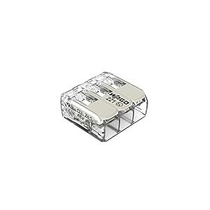 WAGO Borne de Raccordement Compact, pour tous Types de Conducteurs, pour Applications Ex E, Max. 6 mm², 3 Conducteurs, avec Leviers, Couleur Du Boîtier Transparent, Temp. de Fonctionnement Max. 105 °C